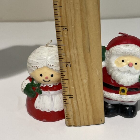 Vintage Wax Candles Mr. & Mrs. Santa Claus Christmas  2.5" Holiday Decoration - Picture 6 of 7